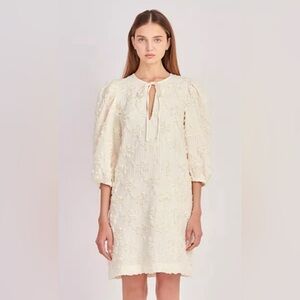 NWT! English Factory Ribbon Embroidered Shift Mini Dress Cream Size Small